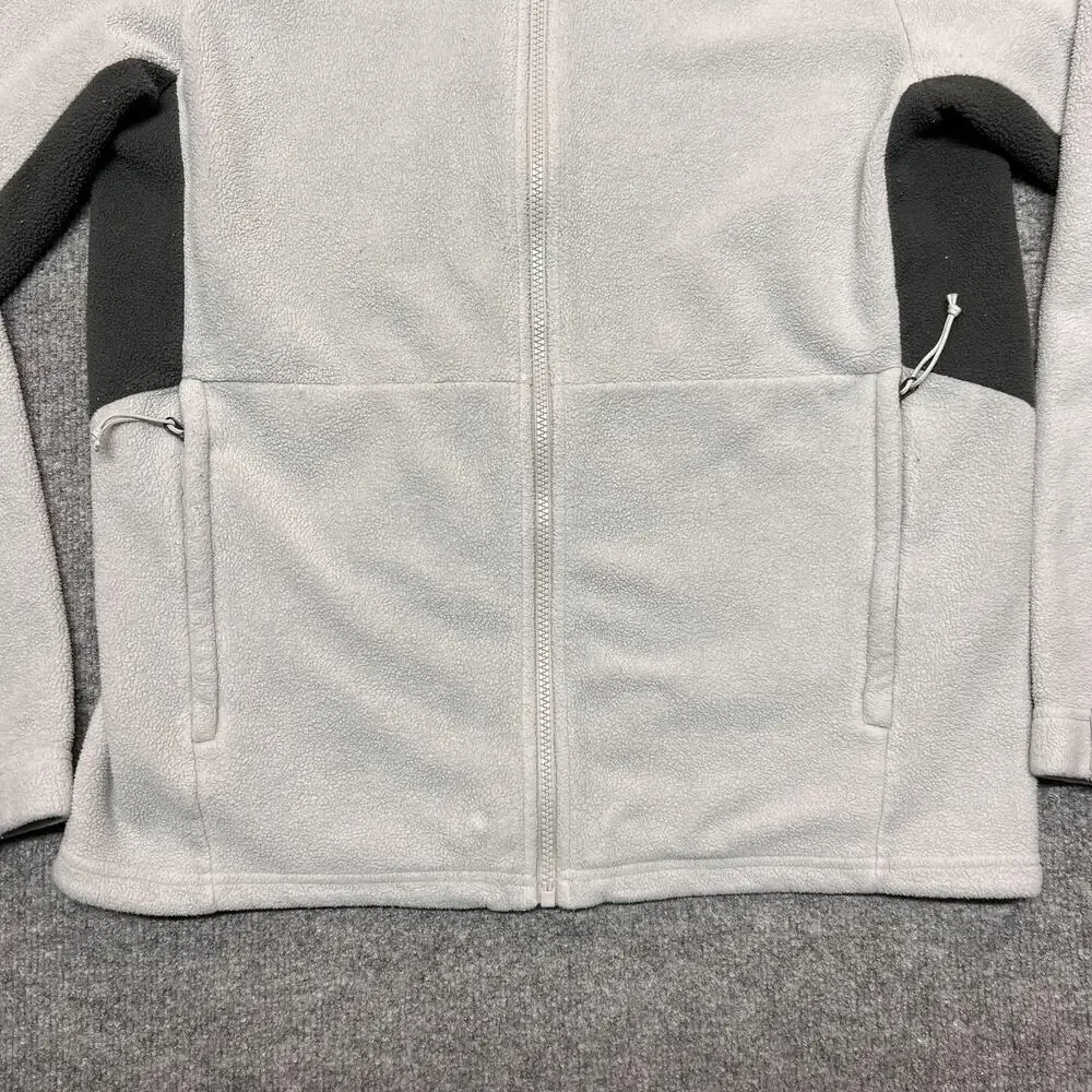 The North Face Jacket Mens Medium Gray Fleece Full Zip Colorblock Pockets Hiking